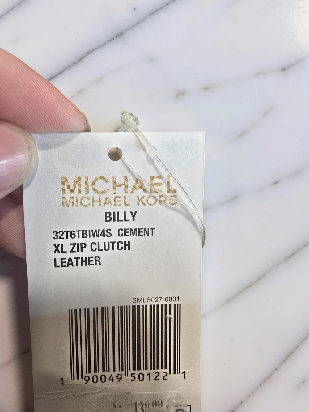 Michael Kors Billy XL Zip Clutch in Cement Leather NWT